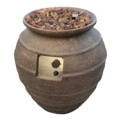 Gardenforma Gas Feuerstelle Katla, Keramik Antik Braun, Faserbeton -Weber Verkäufe 300015001