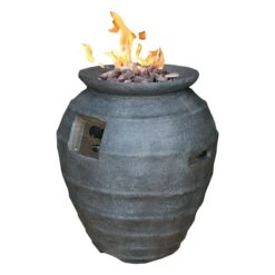 Gardenforma Gas Feuerstelle Katla, Keramik Antik Anthrazit, Faserbeton -Weber Verkäufe 300015002