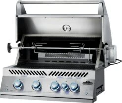 NAPOLEON 700-Series 32", Edelstahl, Einbau, Inkl. Drehspieß -Weber Verkäufe BIG32RB Grillhead Ang Open KnobsOff Lit Rotisserie 1
