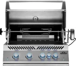 NAPOLEON 700-Series 32", Edelstahl, Einbau, Inkl. Drehspieß -Weber Verkäufe BIG32RB Grillhead Str Open KnobsOff Lit Rotisserie 1