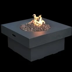 Gardenforma Gas Feuerstelle Branford Aus Faserbeton In Betonoptik, Schwarz -Weber Verkäufe OFG141BK