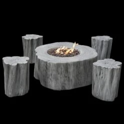 Gardenforma Sitzgruppen -Set: Gas Feuerstelle Manchester Aus Faserbeton In Baumstammoptik, Hellgrau & 4x Hocker 9 Gardenforma Sitzgruppen -Set: Gas Feuerstelle Manchester Aus Faserbeton In Baumstammoptik, Hellgrau & 4x Hocker -Weber Verkäufe OFG145CG SET1