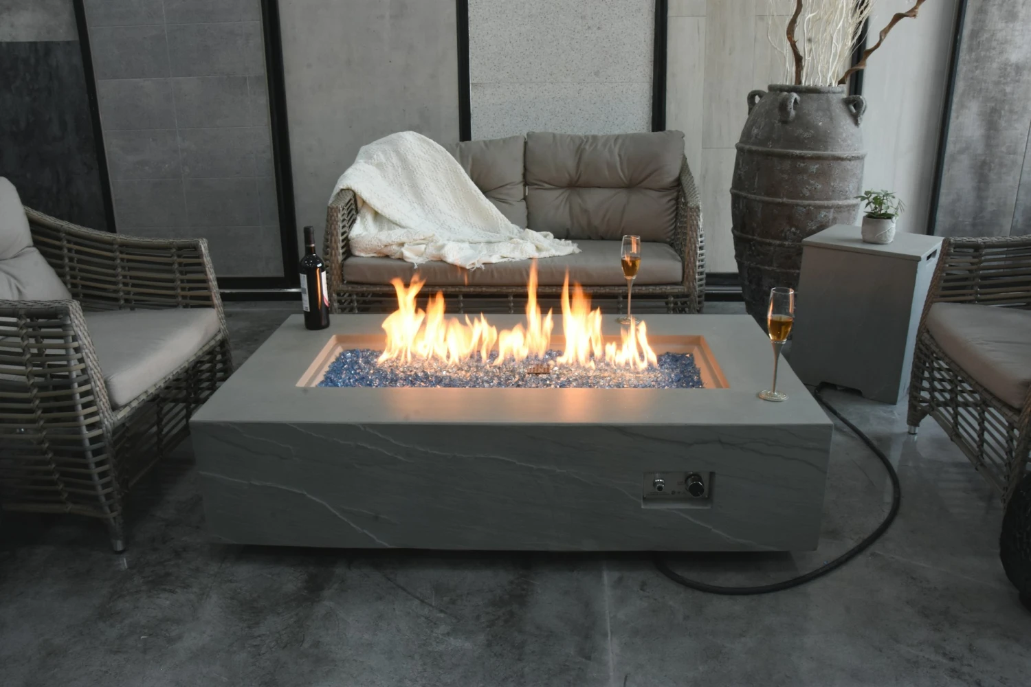 Gas Feuerstelle Colorado Sandstein-Optik Grau 1 Gas Feuerstelle Colorado Sandstein-Optik Grau